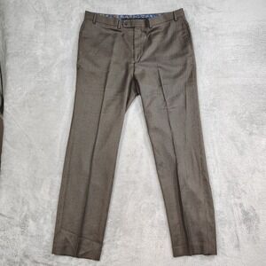 Lauren Ralph Lauren Pants Mens 41x34 Micro Houndstooth Trousers Brown Office